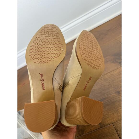 Violet & Red Meaghan Heeled Suede Zip Leather Bootie Cream Women's Size 10 NEW - Picture 5 of 5